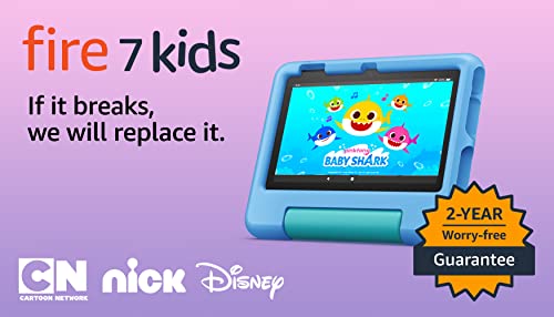 Amazon Fire 7 Kids tablet (newest model) ages 3-7. Top-selling 7" kids tablet on Amazon. Includes ad-free and exclusive content, easy parental controls, 10-hr battery, 16 GB, Purple