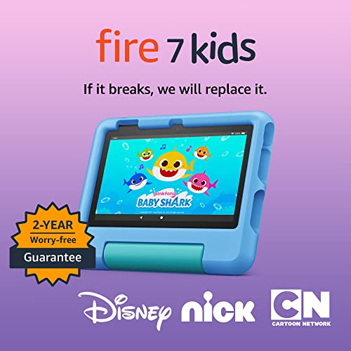 Amazon Fire 7 Kids tablet (newest model) ages 3-7. Top-selling 7" kids tablet on Amazon. Includes ad-free and exclusive content, easy parental controls, 10-hr battery, 16 GB, Purple